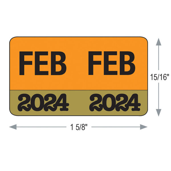 1.625" x 0.9375" Jeter Month/Year Label Combo, February w/ Appropriate Year (Model# 2**02MY)